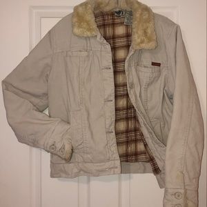 Roxy Jeans Corduroy Jacket with Faux Fur Collar & Cuffs